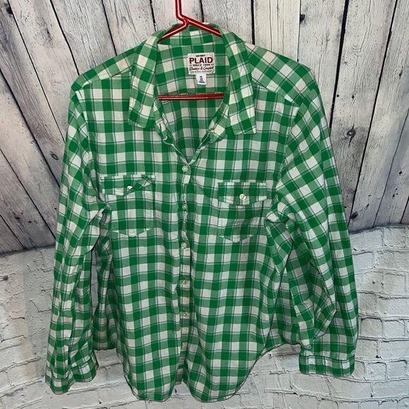 OLD NAVY PLAID Women's Button Down Western Long Sleeve Collared Shirt - Picture 1 of 3